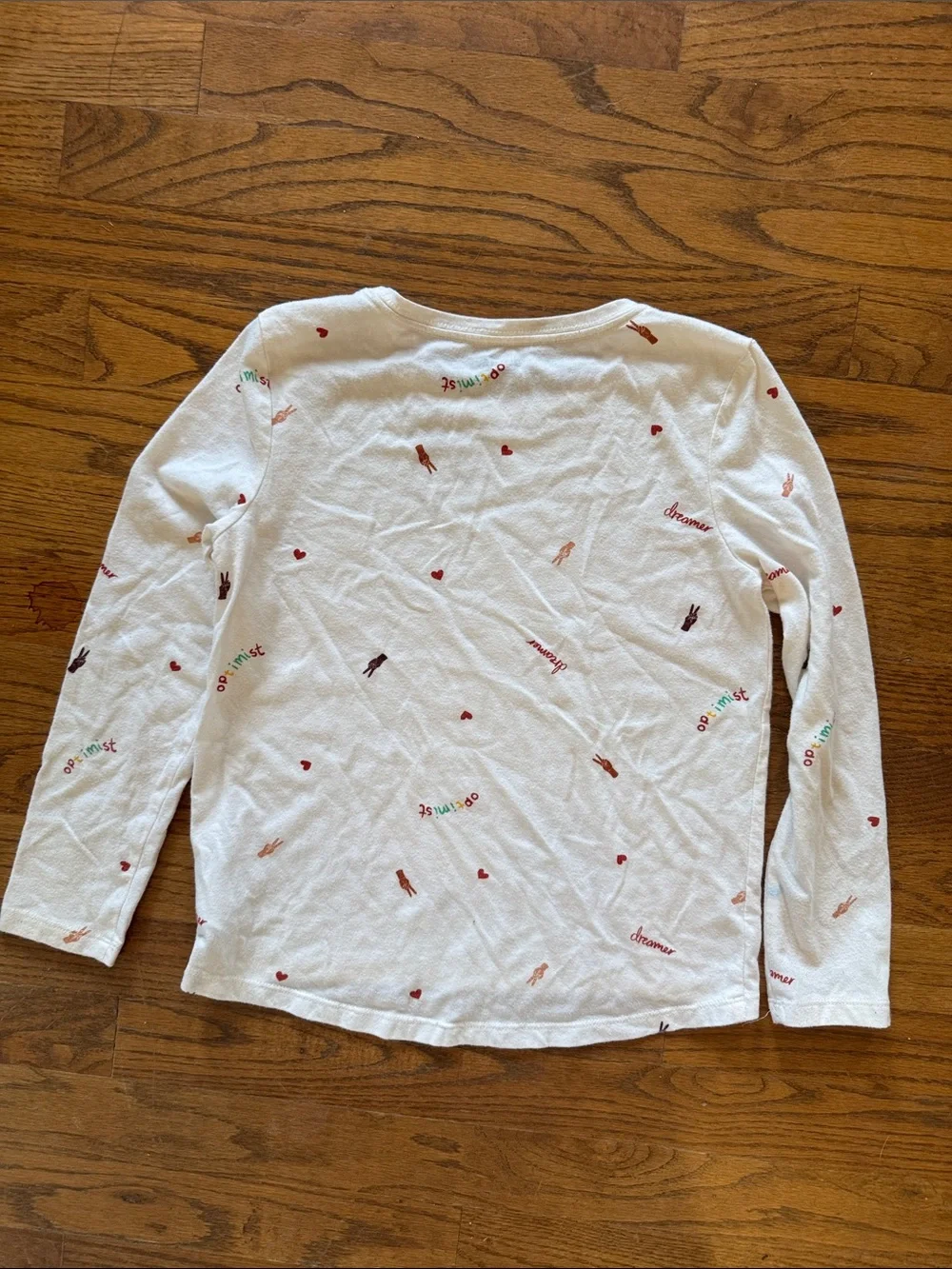 Old Navy Softest Long-Sleeve Tee “dreamer optimist and peace” print size 8